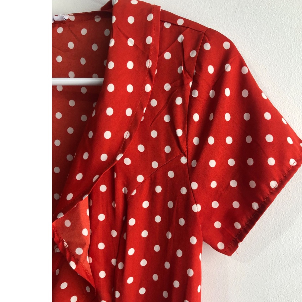 🇨🇦 Retro Polka Dot Ruffle Sailor Pinup Dress - Picture 3 of 10